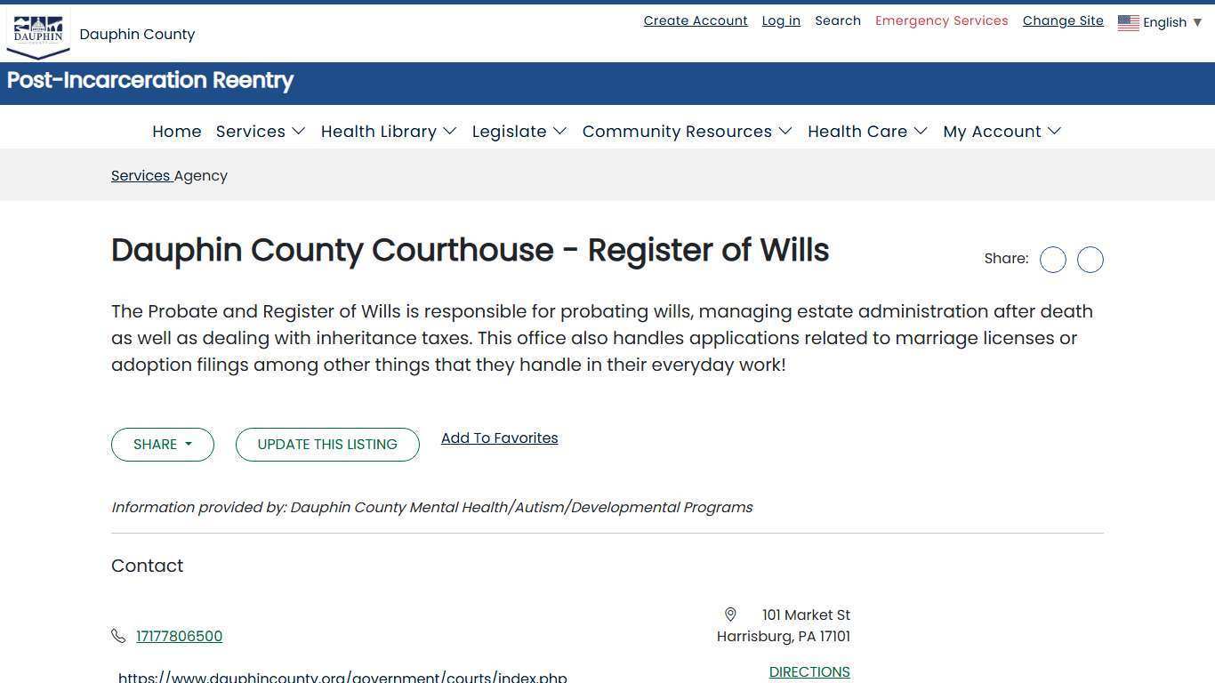 Dauphin County Courthouse - Register of Wills - Network of Care Service Directory